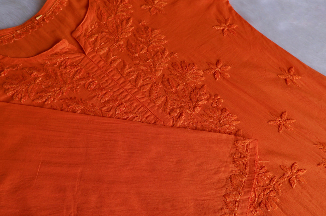 Zaira Saffron Pure Cotton Kurta