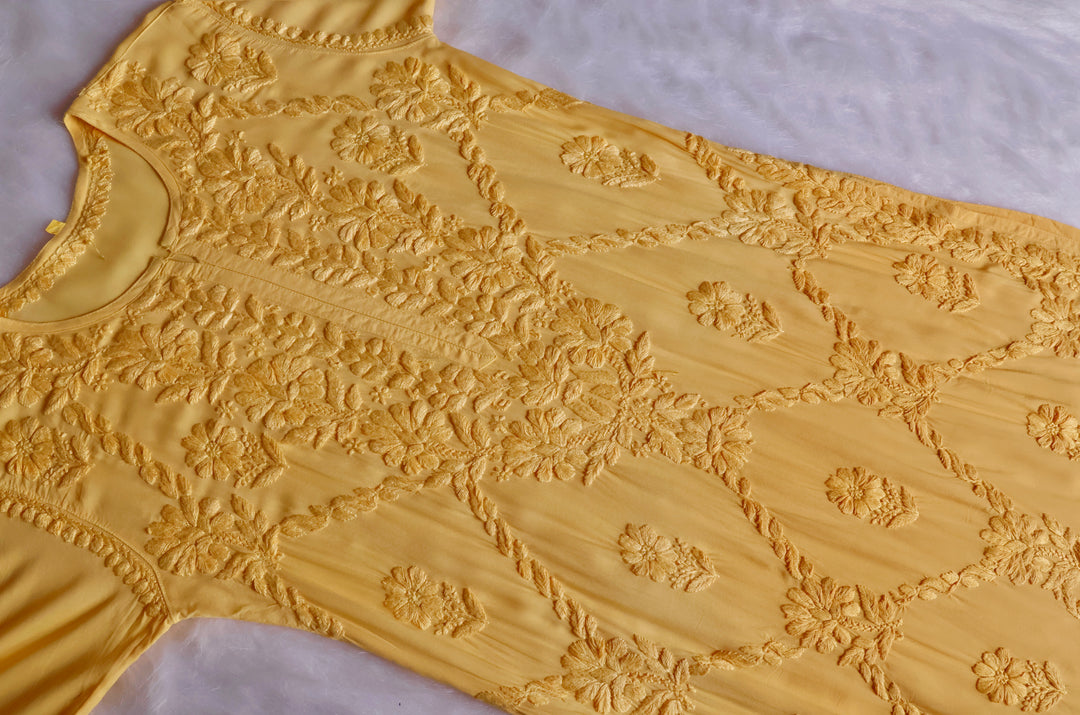Alanah Yellow Long Modal Kurta