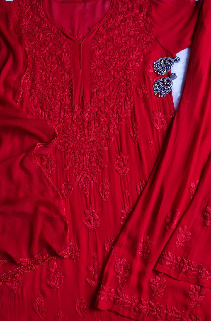 Zimra Red Viscose 3 Piece Set