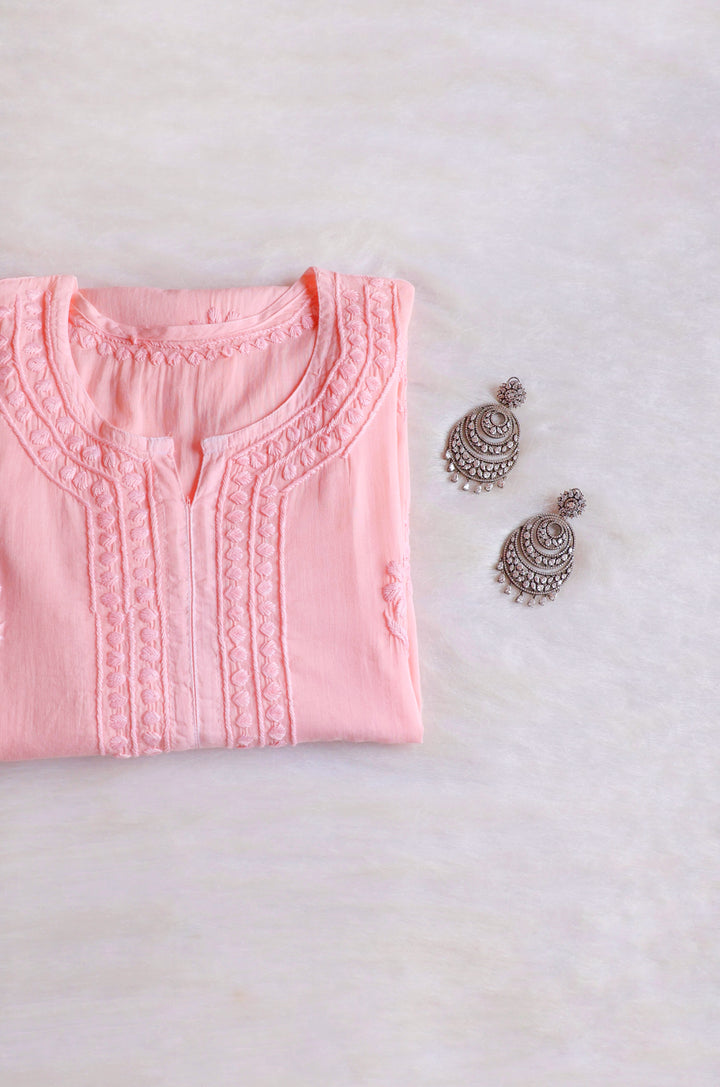 Saleha Pastel Peach Cotton Kurta