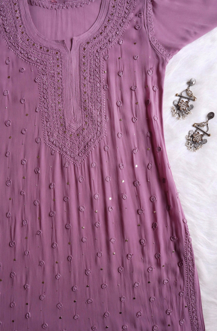 Mahaa Dusty Purple Viscose Georgette Kurta