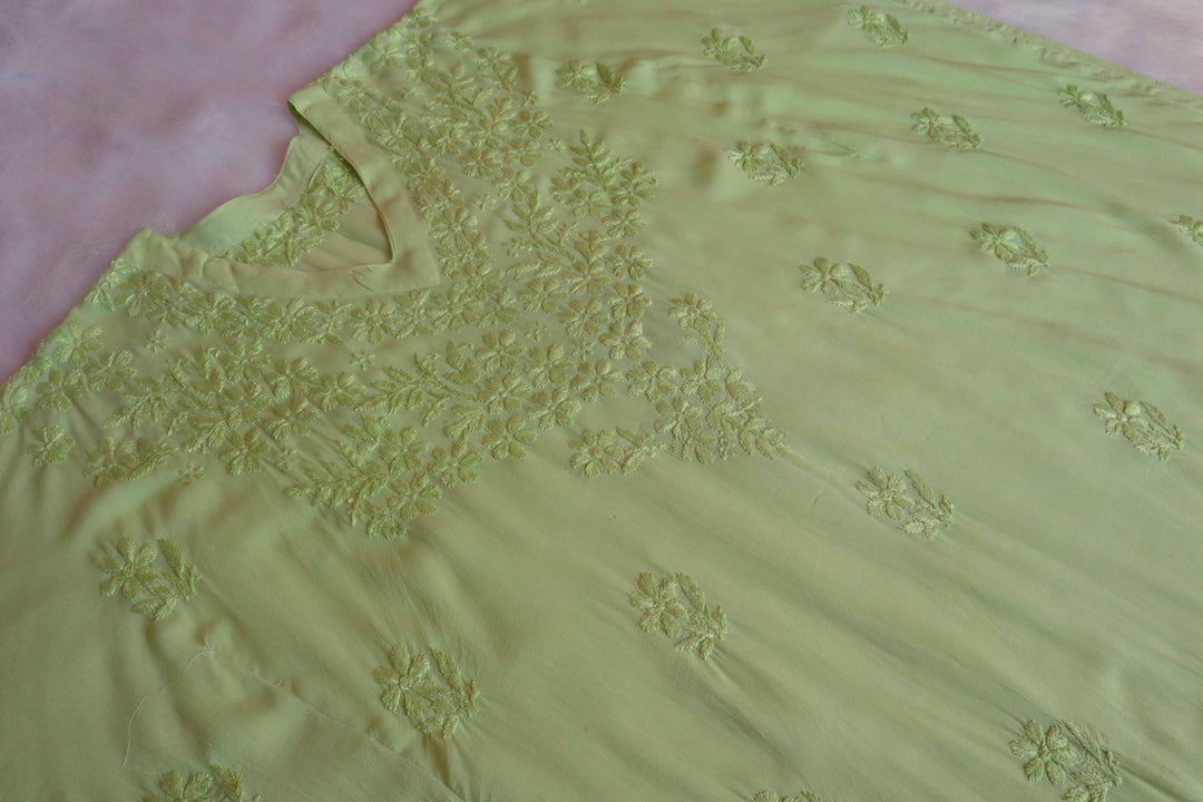 Sadiya Lime Green Luxe Muslin Kaftan