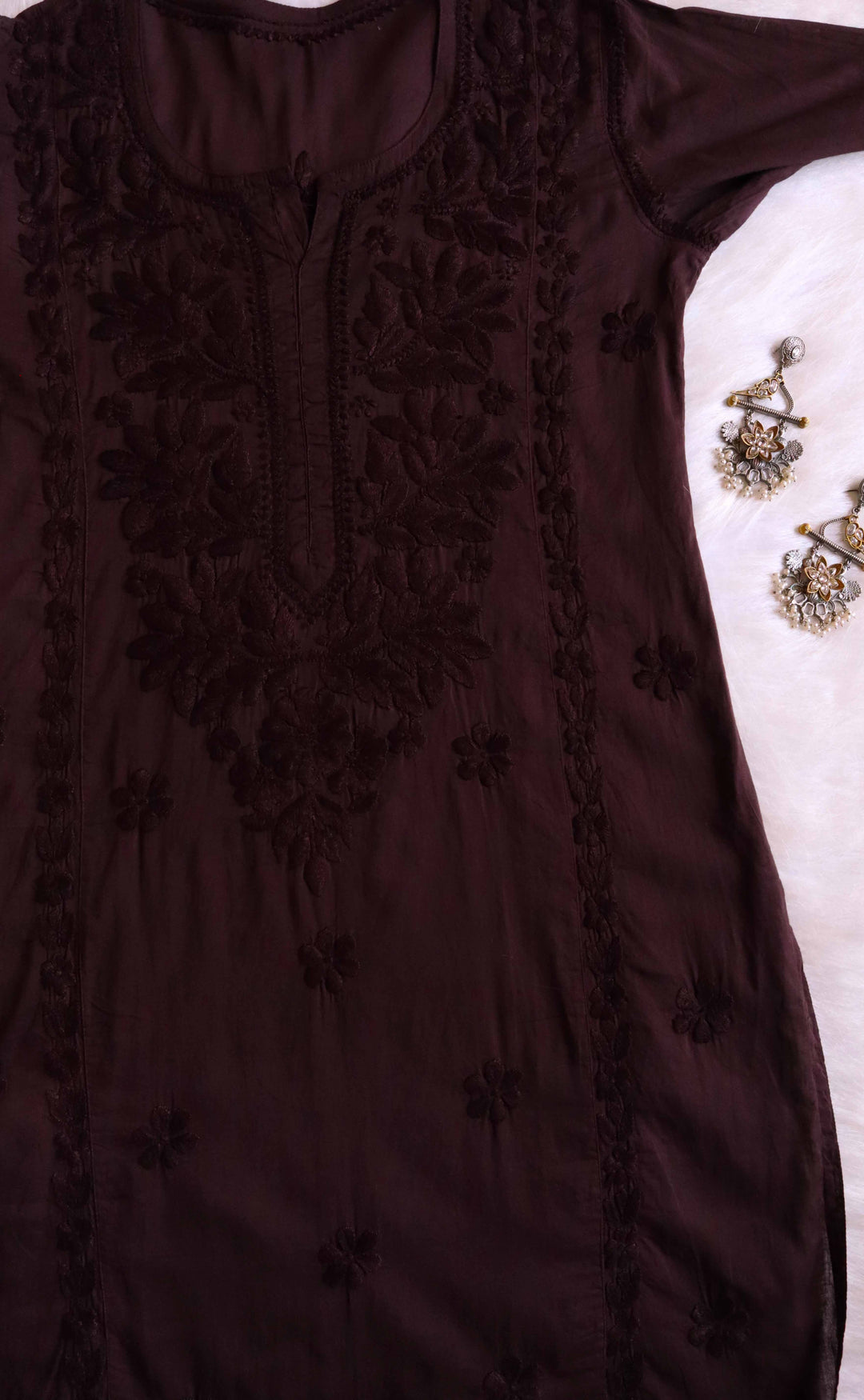 Mahnoor Chocolate Brown Pure Mulmul Kurta