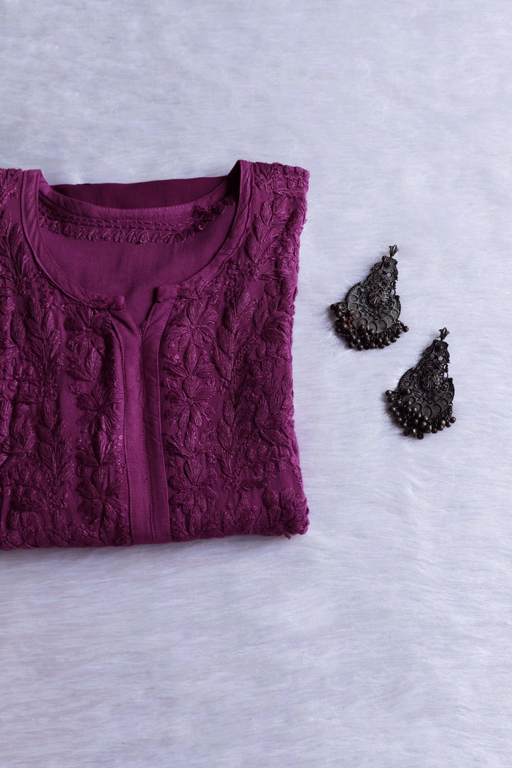 Alvira Dusty Purple Ombre Long Rayon Kurta