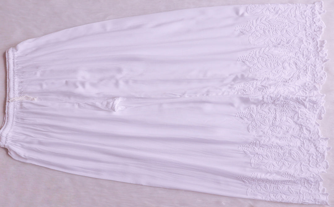 White Chikankari Cutwork Rayon Palazzo