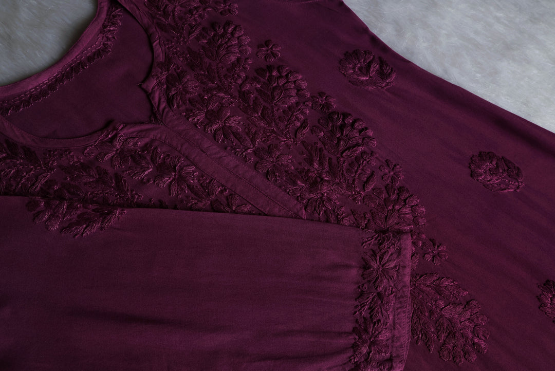 Alvira Dusty Purple Ombre Long Rayon Kurta