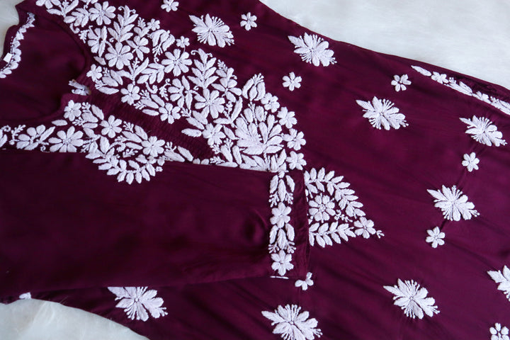 Maahi Wine Purple Long Modal Kurta