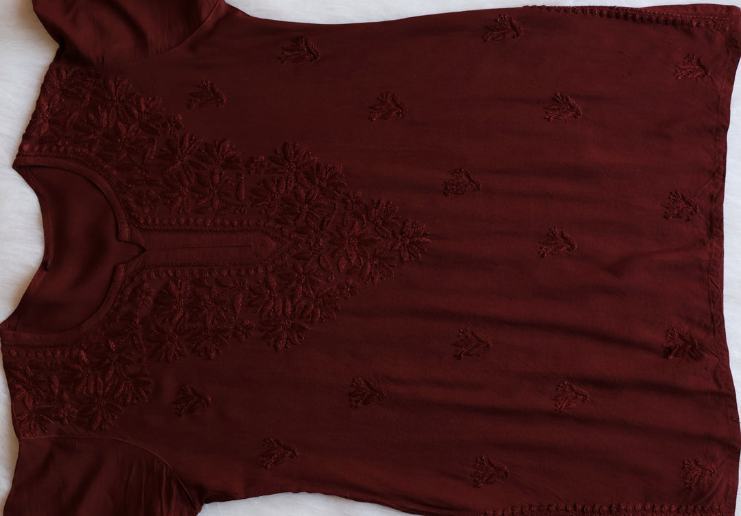 Nora Chocolate Brown Short Rayon Kurta