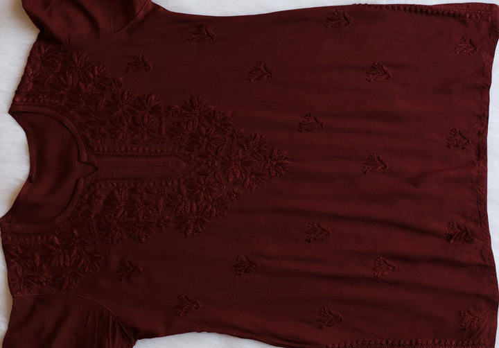 Nora Chocolate Brown Short Rayon Kurta