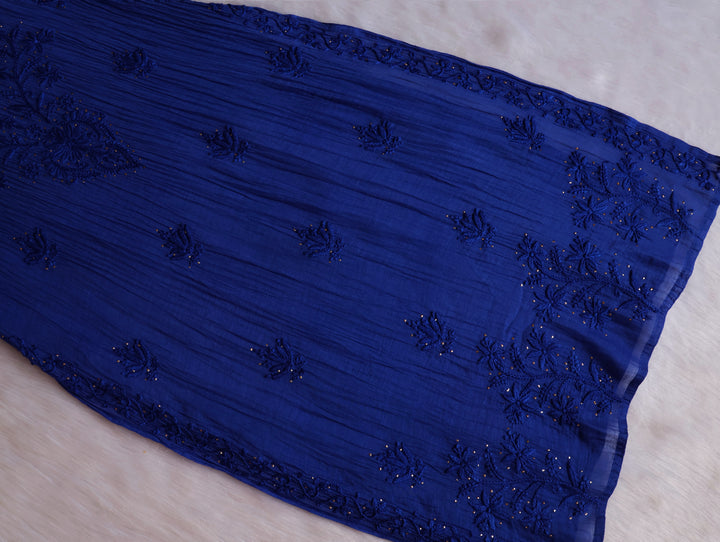 Naqsh Royal Blue Pure Chanderi Mulmul Set