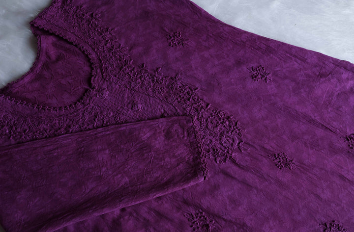 Aaliyah Deep Purple Long Jacquard Cotton kurta