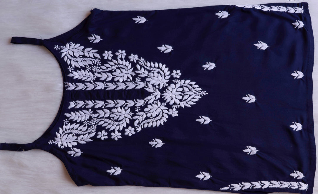 Mirha Navy Blue Short Sleeveless Kurta