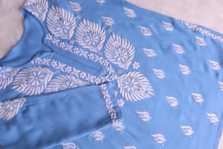 Zayna Ice Blue Short Rayon Kurta