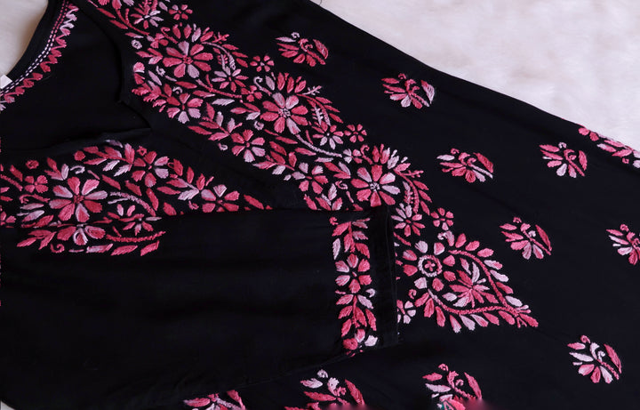Noora Black & Pink Rayon Kurta Pant set