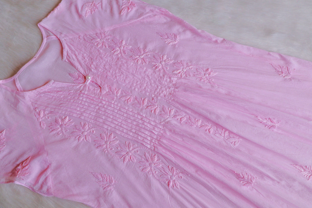 Noor Baby Pink Pure Cotton Midi Dress