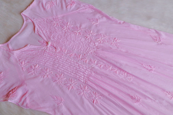 Noor Baby Pink Pure Cotton Midi Dress