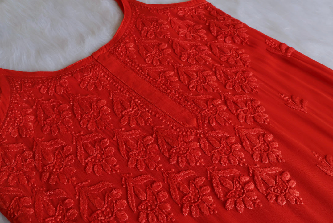 Hana Rust Long Viscose Noodle Strap Kurta