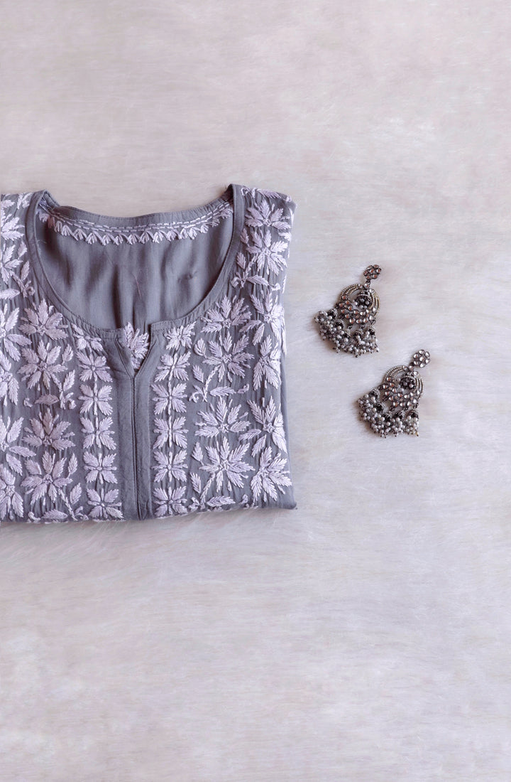 Haala Grey Long Rayon Kurta