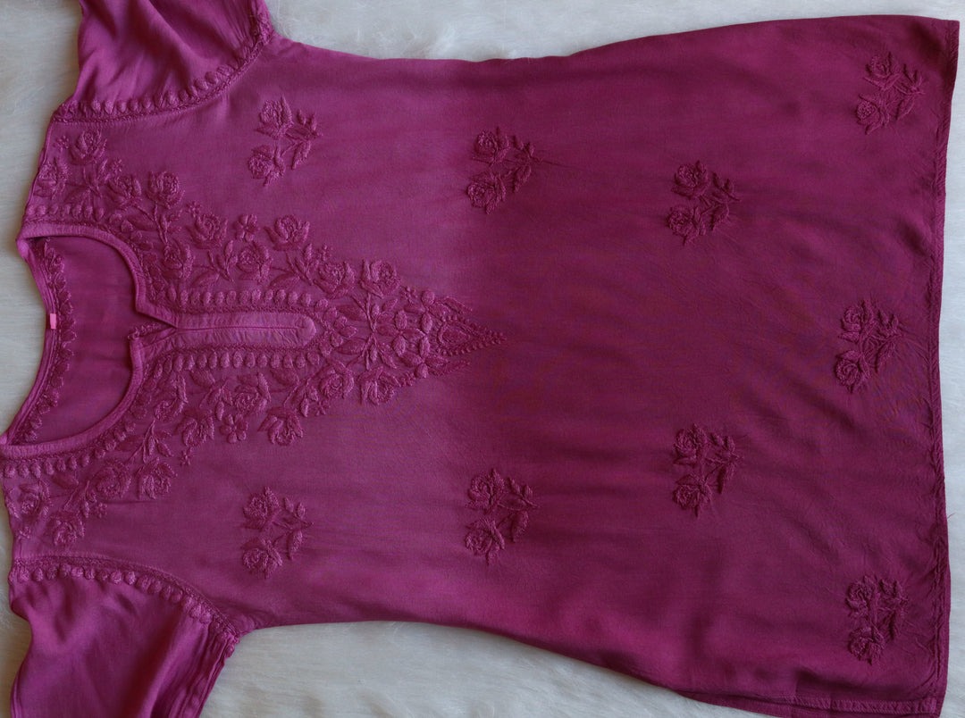 Gul Wine Purple Short Rayon Kurta