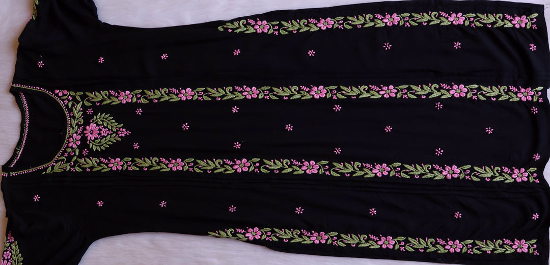 Firdaus Black & Baby Pink Modal Kurta Set