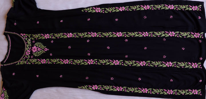 Firdaus Black & Baby Pink Modal Kurta Set