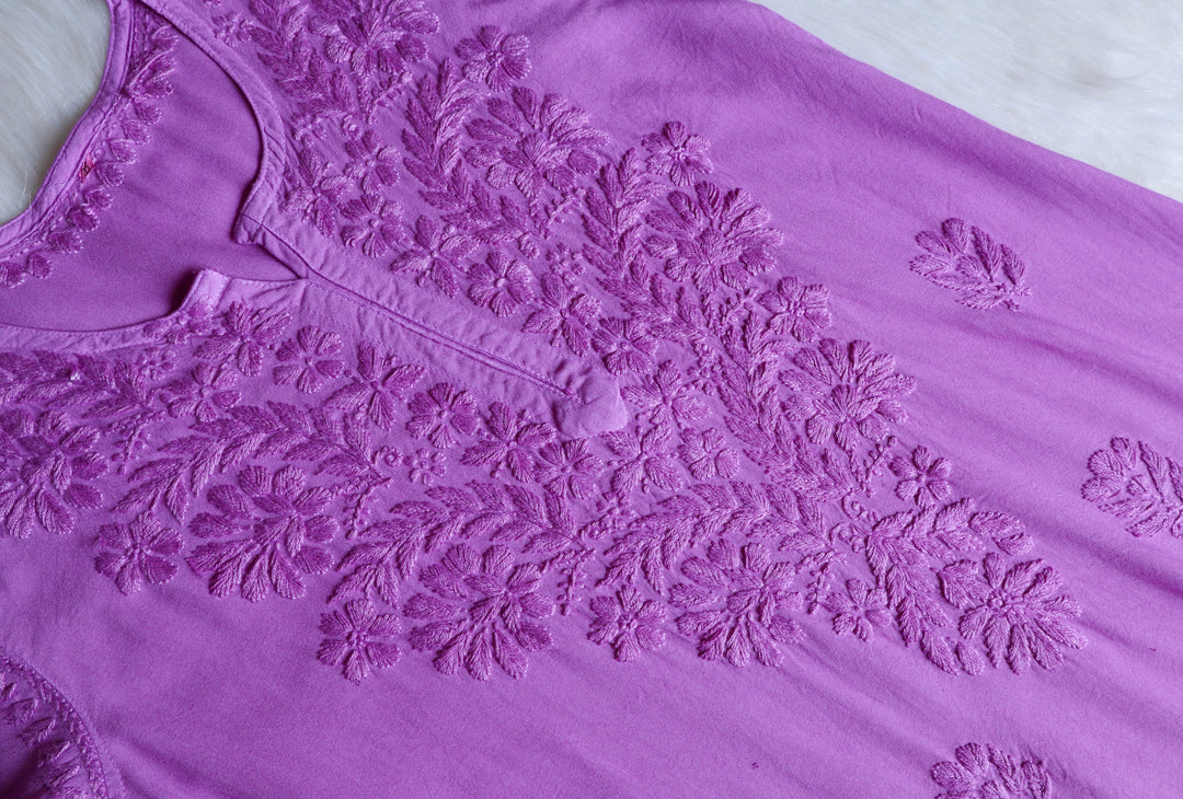 Gul Lavender Scalloped Short Kurta