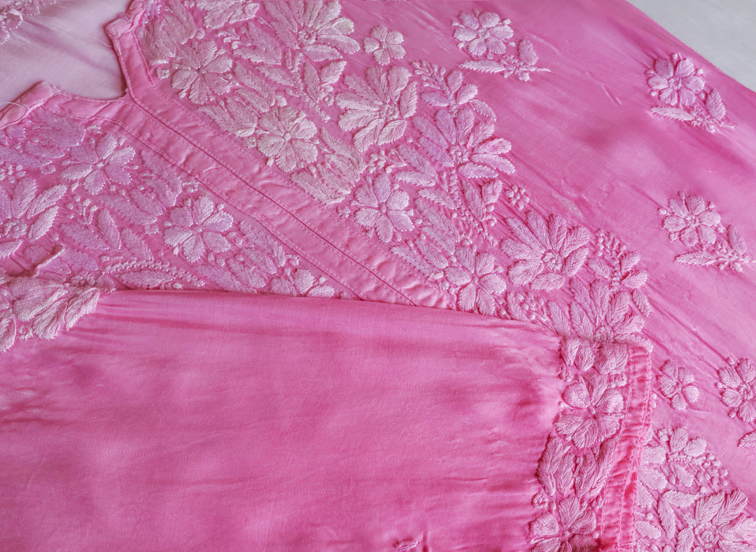 Zaryaab Baby Pink Long Modal Silk Kurta