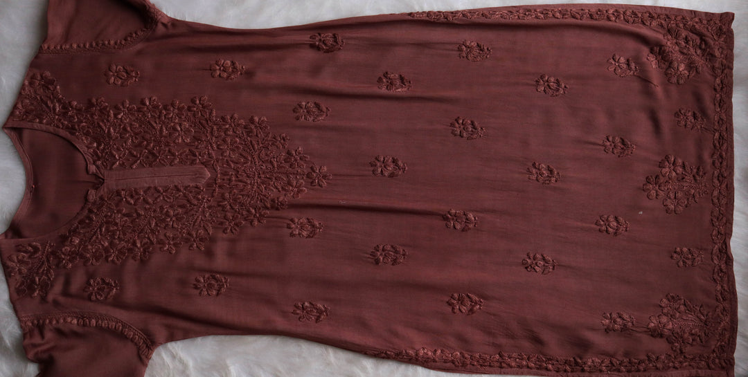 Azel Rose Brown 2 piece Rayon set