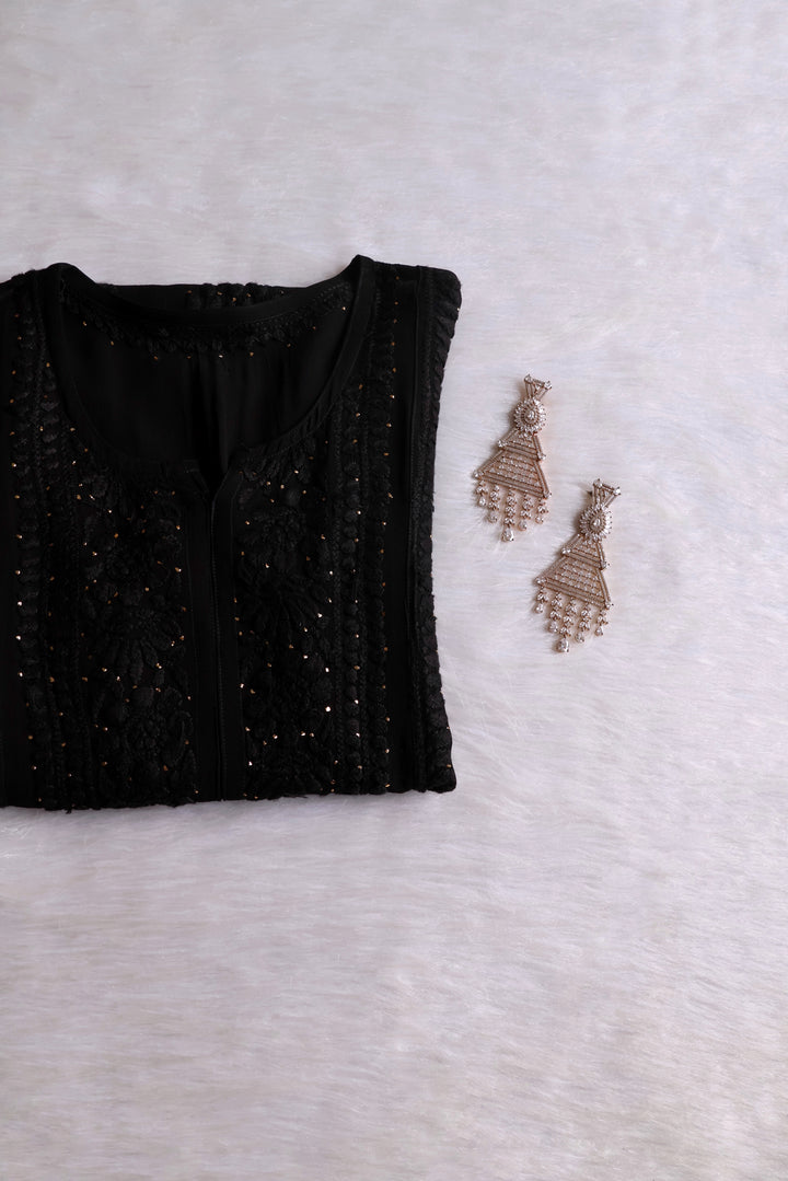 Hoor Black Viscose Georgette Kurta