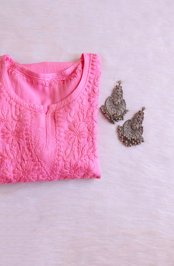 Aliyah Rose Pink Short Rayon Kurta