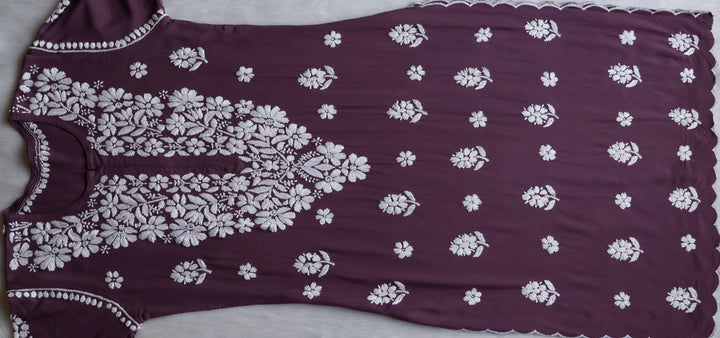 Maisha Dusty Purple Scalloped Long Rayon Kurta