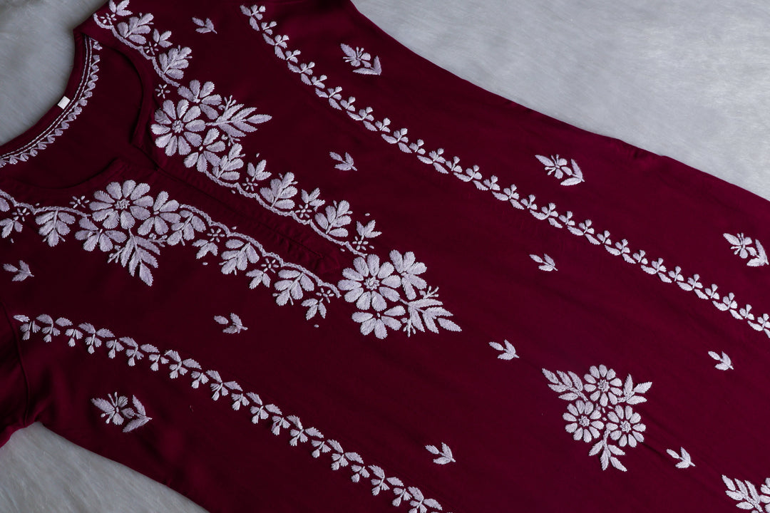 Zainab Deep Plum Long Rayon kurta