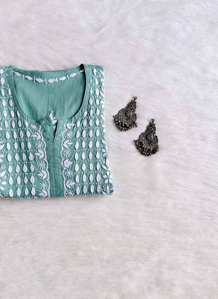 Rumaana Sage Green Cotton Kurta