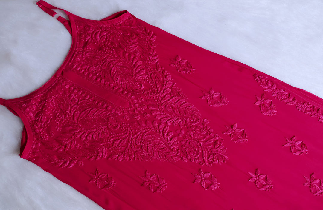 Zimra Deep Pink Viscose Sleeveless Set