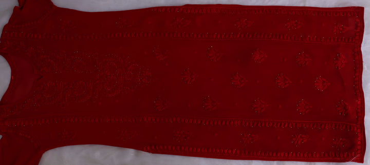 Heer Red Viscose Georgette Kurta