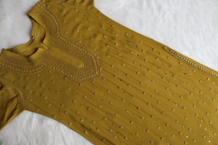 Mahaa Olive Viscose Georgette Kurta