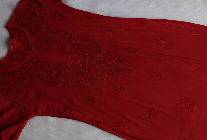 Zahrah Maroon Ombre Long Rayon Kurta