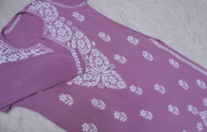 Noura Dusty Purple Rayon Kurta Pant set