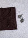Aayat Chocolate Brown Cotton Kurta - Noor Chikankari
