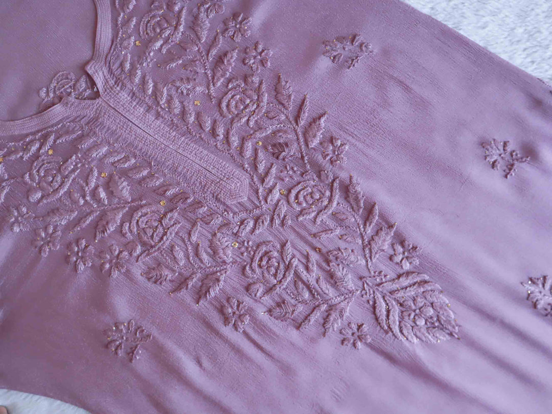 Hoor Dusty Purple Pure Chiffon Kurta