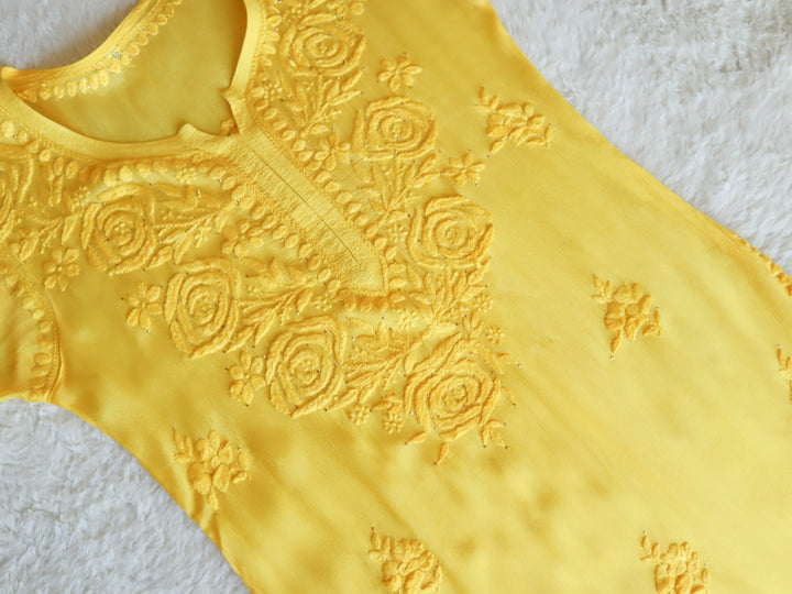 Hoor Yellow Pure Chiffon Kurta