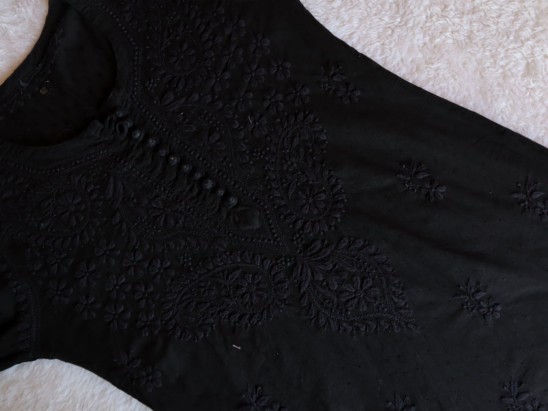 Nazakat Black Cotton Kurta