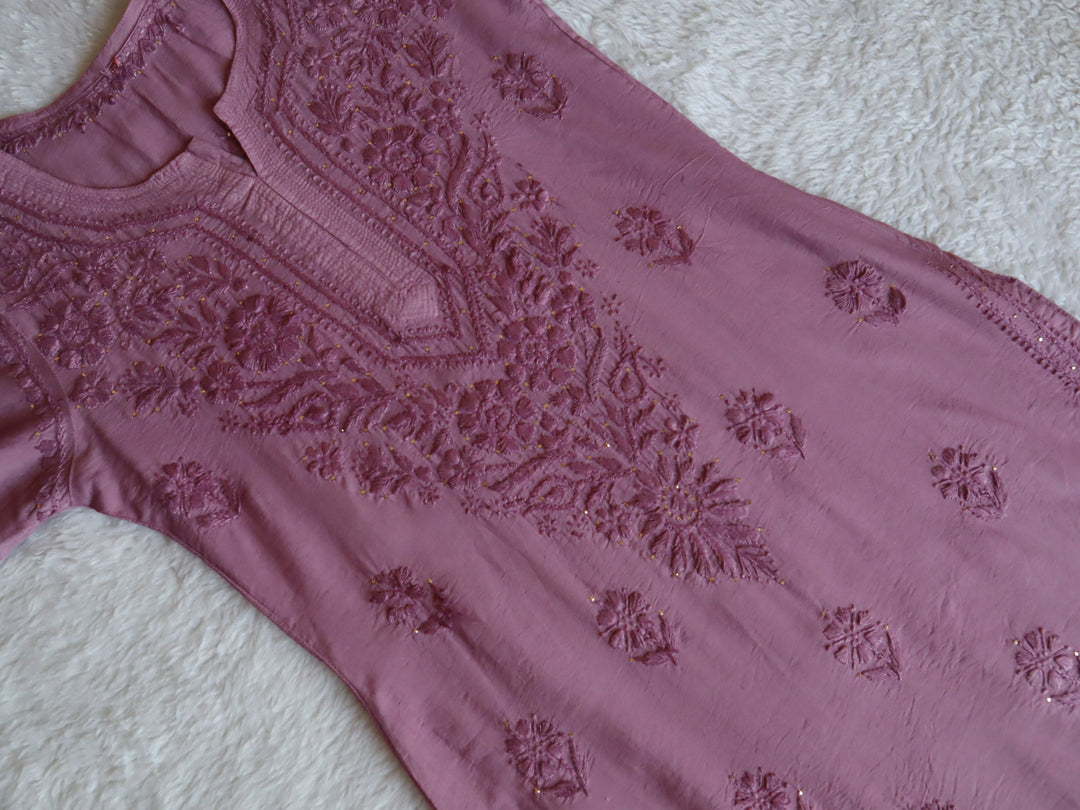 Hoor Dusty Purple Chanderi Mukaish Kurta