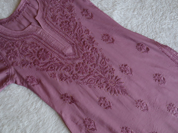 Hoor Dusty Purple Chanderi Mukaish Kurta