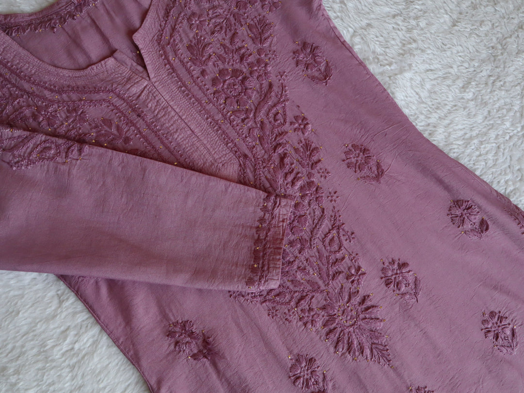 Hoor Dusty Purple Chanderi Mukaish Kurta