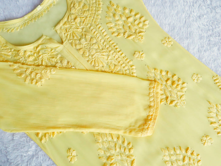 Hoor Yellow Viscose Georgette Kurta