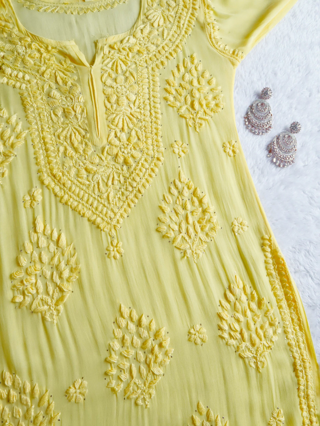 Hoor Yellow Viscose Georgette Kurta