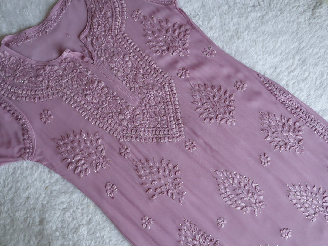 Hoor Dusty Purple Viscose Georgette Kurta