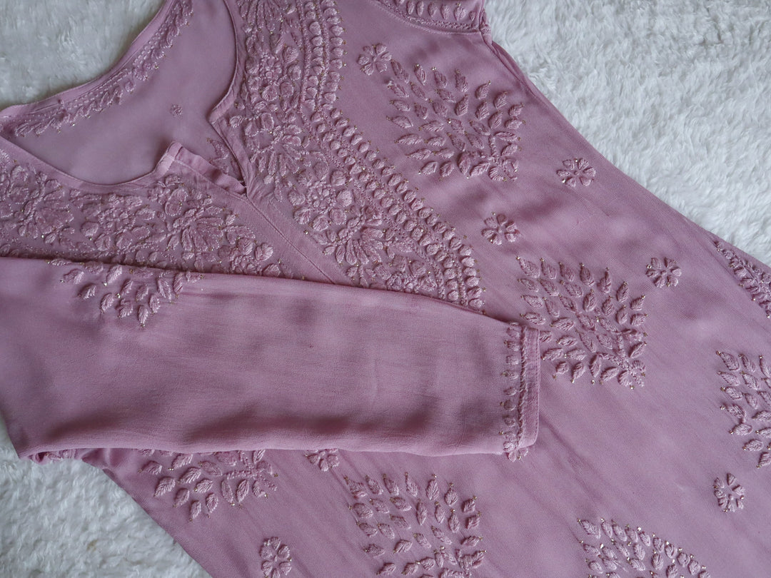 Hoor Dusty Purple Viscose Georgette Kurta