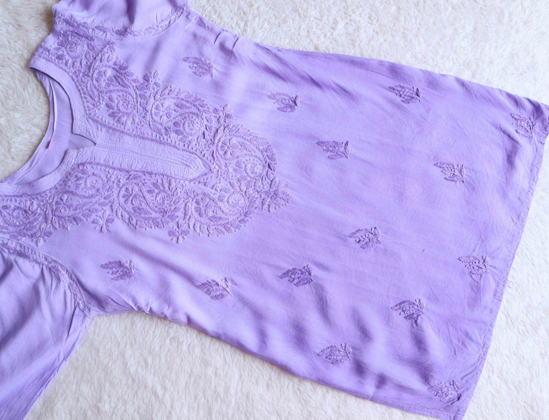 Farhaa Lavender Short Rayon Kurta